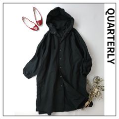 QUARTERLY クォリティー フーデッドコート ロング ブラック 黒 M 羽織 (74E＋4002)25A☆