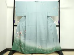 平和屋着物●訪問着　友禅　作家物　鶉　枝花文　暈し染め　正絹　逸品　CAAR6479ze
