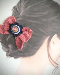 キラキラビーズのリボンヘアゴム