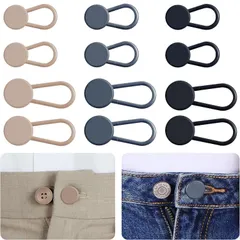 【在庫処分】ウエスト 調整 ボタンエクステンダー 3色 12個入り ウエスト アジャスター シリコン製 縫製不要 取り外し可能なアジャスター スカート ドレス ジーンズ用