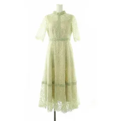 ドリードール Dorry Doll 配色レース×ハシゴレース切り替えワンピースドレス ロング 半袖 S グリーン /HK ■OS