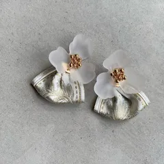 フラワー　大ぶり　マットカラー　インド刺繍　リボン　高見え　2way