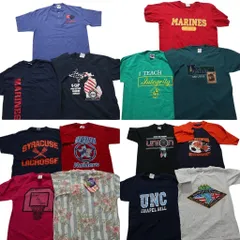 古着卸 まとめ売り USA製 90'~ 半袖Tシャツ 14枚セット (メンズ S /M ) カレッジ ワンポイント ヘンリーネック チームロゴ 中古古着 NA2805