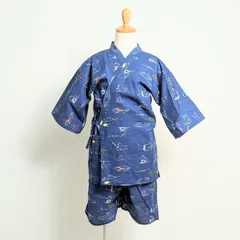 甚平 男児 男の子 青 ネイビー 海 サメ 110/120/130cm
