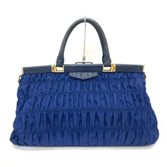 ◆PRADA◆プラダ ギャザーバッグ ナイロン ブルー ストラップ紛失