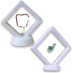 Neutral Zenith アクリルスタンド ディスプレイケース ピンバッジ ラバーストラップ キーホルダー 展示 フローティングフレーム ルースケース 透明フィルム ホワイト 18x18x2cm 2個(ホワイト,  18x18x2cm 2個)