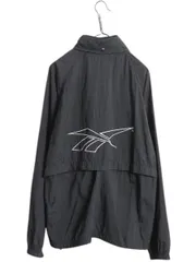 【お得なクーポン配布中!】 90s リーボック フルジップ ナイロン ジャケット メンズ M / オールド REEBOK ウインドブレーカー シャカシャカ ジャンパー 収納 フード 黒