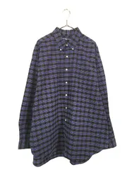 古着 90s Ralph Lauren 「BIG SHIRT」 ブルー マルチ チェック ポケット付 BD シャツ XXL 古着 美品!!