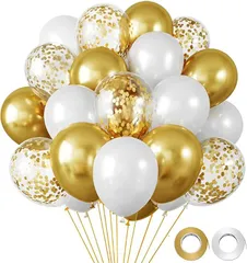 fogman 風船 バルーン 飾り付け バースデー パーティー用 誕生日 デコレーション 30個セット(ホワイト＆ゴールド)