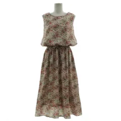 ビス ViS ワンピース BVE-1855-A ノースリーブ ロング丈 ウエストゴム ウエストドローコード 小花柄 アイボリー マルチカラー F