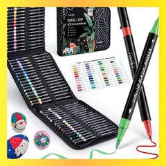 ★送料無料★48色 JusArt アクリルマーカーペン 48色セット ペイントマーカー 筆先 細字先両端 アクリル絵の具 イラスト アートマーカー カラーペン 水性 布/ガラス/プラ/石/木材/陶器/金属に書ける メタリックカラー 防水 速乾 耐水 お祝い プ