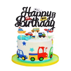 新品 YINKE ケーキトッパー 誕生日 ケーキ飾り 車 ケーキピック ケーキ挿入カード Happy Birthday バースデー ケーキ 飾り 男の子 乗り物 ケーキデコレーション （ 6点セット）