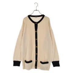 SAINT LAURENT PARIS (サンローランパリ) カシミア ロングカレッジニットカーディガン アイボリー/ブラック 648449 レディースのサムネイル