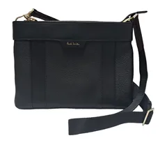 美品 ポールスミス ２WAY ショルダーバッグ 斜め掛け クラッチ ポシェット レザー ブラック 黒 ストライプ レディース Paul Smith