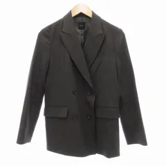 スピック&スパン Spick&Span 美品 23AW ミルドクロス ピークドラペルジャケット テーラード ダブル 総裏地 34 チャコールグレー /JS