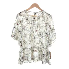 未使用品 LEILIAN レリアンホワイトレーベル  フリルブラウス サイズ:11 0203221-82-A ホワイト  レディース 花柄　240001110056