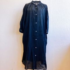 シーズンリーズン バイ リン アンド レッド SEASON REASON by Lin & Red シャツ ワンピース しまむら リンネル InRed 無地 透け感 シアー シースルー 七分袖 バンドカラー パフスリーブ 大きめ ゆったり