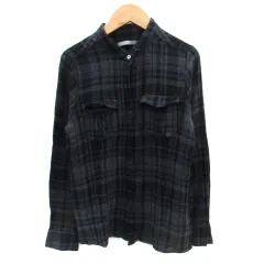 セオリーリュクス theory luxe カジュアルシャツ 長袖 バンドカラー チェック柄 38 M マルチカラー グレー 紺 ネイビー /SM8