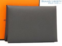 【新古品】エルメス　HERMES　カルヴィ デュオ　カードケース　パスケース　名刺入れ　コインケース　小銭入れ　コンパクト財布　グラファイト グレー　ヴォーエプソン　H083035CK
