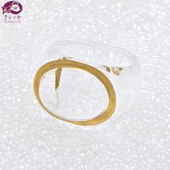 480.Baccarat　バカラ　リング　クリスタル　多角形　約１５号 Baccarat バカラ カボション クリスタル リング 約13.5号 クリア