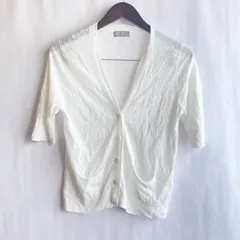 【良】マーガレットハウエル　七分丈　カーディガン　II  M相当　ホワイト　リネン100%