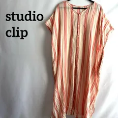 studio clipロングワンピース半袖ストライプ薄手夏服フリーサイズ綿100
