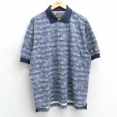 XL/古着 ウールリッチ 半袖 ポロ シャツ メンズ 総柄 コットン 鹿の子 薄紺他 ネイビー 25mar31 中古 トップス