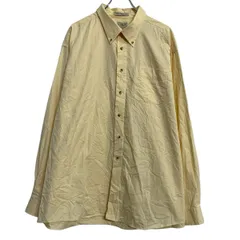 L.L.Bean 長袖 無地シャツ 2XL イエロー エルエルビーン ボタンダウン ビッグサイズ 胸ポケット シンプル 古着卸 アメリカ仕入 a702-7197のサムネイル