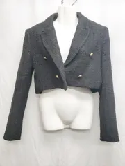 ◇ ⊇ ZARA ザラ ツイード 長袖 ジャケット サイズEUR M USA M MEX 28 ブラック レディース P  【1409250025884】