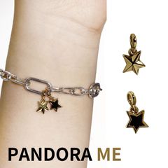 【新品・正規品】ボックス・ショッパー付 PANDORA ME(パンドラ ミー) ★フェイステッド スター ミニダングル★ カスタマイズアクセ ゴールド 14K リング ブランド アクセサリー