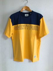 ●SEVENTY FOUR セブンティーフォー SHOULDER PANNEL T-SHIRT ショルダーパネル Tシャツ カットソー (イエロー×ネイビー)