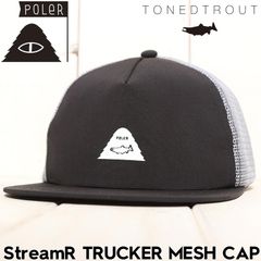 帽子 メッシュキャップ  POLeR × TONEDTROUT ポーラー トーンドトラウト コラボ StreamR TRUCKER MESH CAP 251MCV0222 BLK 日本代理店正規品