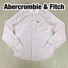 Abercrombie & Fitch アバクロンビーアンドフィッチ 長袖 ボタンダウンシャツ M ライトピンク 胸ポケット 刺繍ロゴ 着丈70cm 肩幅40.5cm 身幅(脇下)54.5cm 袖丈71.5cm【古着】
