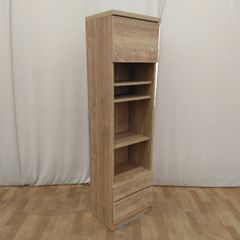 【中古】 ベージュ 天然木調キャビネット
