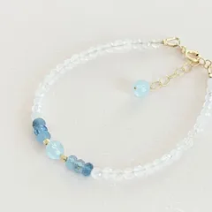 《SALE》アクアマリン＆ロイヤルブルームーンストーンのブレスレット【14kgf】