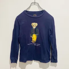 POLO  RALPH LAUREN ポロ ラルフローレン　キッズ　トップス　Tシャツ　ロンT　プリントTシャツ　長袖　無地　キャラクタープリント　ビッグプリント　ベア　ポロベア　クマ　ネイビー　紺　130サイズ　カジュアル　かわいい　SU103h533