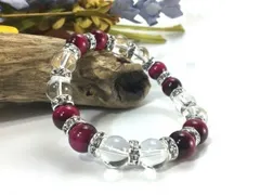 ピンクタイガーアイ&水晶 パワーストーン ブレスレット 天然石 10mm  （シルバー）メンズ・レディース 男性・女性 数珠ブレス 開運  [3]