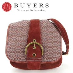 【中古】 コーチ ショルダーバッグ 7072 ミニシグネチャー レザー キャンバス スウェード レッド 斜め掛け レディース 女性 COACH