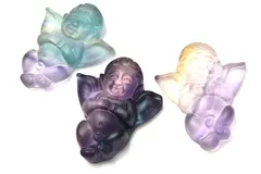 天使 エンジェル フローライト 31x25mm 彫刻品 穴あき マットタイプ 1個売り パワーストーン 天然石 _PR2985