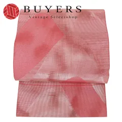 【中古】 名古屋帯 八寸 正絹(金銀糸除く) ピンク系 シルバー 松葉仕立て 六通柄 モダン 和装 呉服 和服 きもの レディース 女性