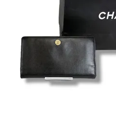 シャネル　CHANEL ココボタン　二つ折り長財布　ロングウォレット　レザー　ブラック　黒　ココマーク
