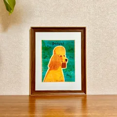 新品☆額縁付アートポスター☆犬の絵☆Apricot Poodle☆アプリコットプードル☆インテリア☆動物病院／店舗様必見◆壁掛け☆80