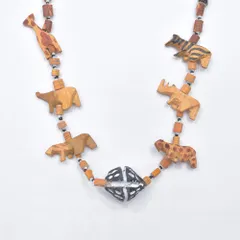 Ethnic アフリカンデザイン アニマルモチーフ ウッドビーズ ネックレス ヴィンテージ エスニック 首飾り トライバル ビンテージ 古着 ユニセックスデザイン