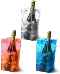 Lapensée アイスクーラーバッグ ワインバッグ 保冷 氷 PVC シャンパン 日本酒 焼酎 飲み物 3色セット SNS映え( クリア・ブルー・オレンジ)