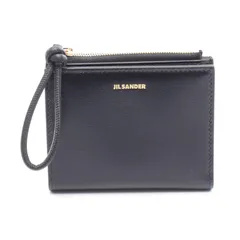【美品】JlL SANDER 二つ折り 財布 黒 ブラック JIL SANDER ブラックレザー二つ折り財布