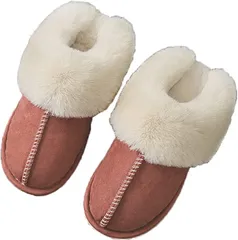 S&E スリッパ ファー ルームシューズ 滑り止め あったか かわいい おしゃれ ふわふわ 無地 もこもこ small( レッド,  S)