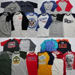 古着卸 まとめ売り ラグランスリーブ 半袖Tシャツ 20枚セット (メンズ S /M /L /XL /2XL ) NHL オイラーズ ワンポイント 中古 古着 NA9209