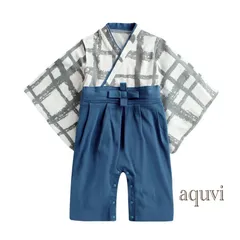 ブルー袴ロンパース　誕生日　初節句