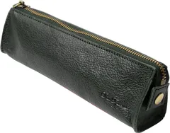 【特価商品】[Dom Teporna] ペンケース 筆箱 本革 スリム おしゃれ レザー 革 イタリアンレザー スムーズな ファスナー 小さい 万年筆 ペン 文房具 グリーン