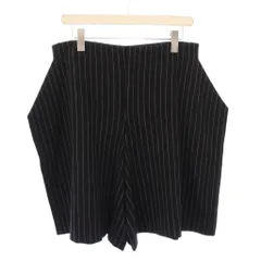 コムデギャルソン COMME des GARCONS ハーフパンツ ショートパンツ 変形 ジップフライ ストレッチ ストライプ柄 ウール XS 黒 ブラック /BBのサムネイル